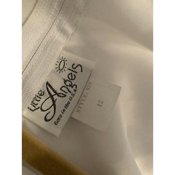Girls Little Angels White Dress Sz 12 Communion Flower Girl Bridal Tulle Party - Picture 9 of 11
